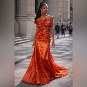 ✨ Tony Bowls Strapless Ruffled Gown – Statement Prom / Evening Dress ✨